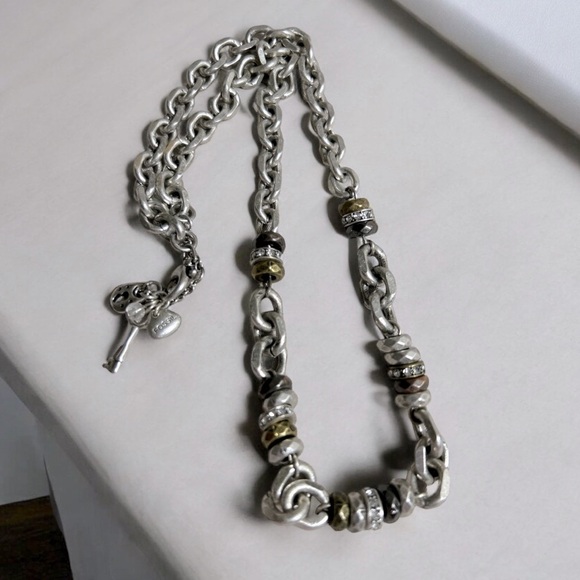 FOSSIL Silver Tone chain with rhinestones - Picture 1 of 4